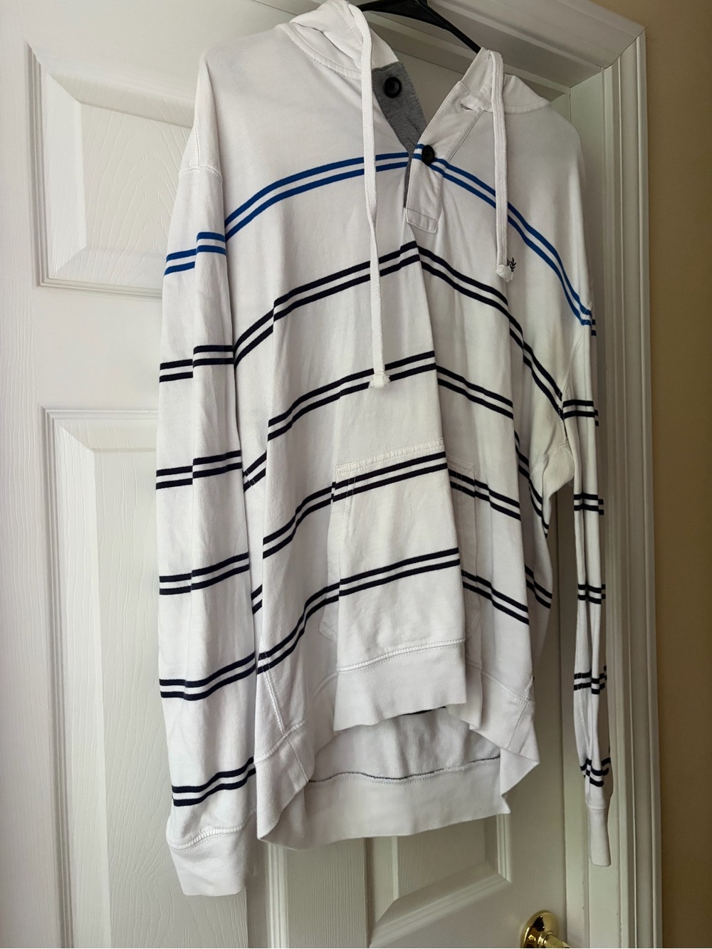 Chaps Men's Striped Button-Placket Pullover Hoodie